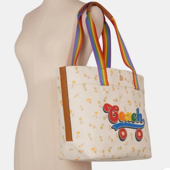 RARE COACH PRIDE Rainbow Roller Skate tote & wristlet - Picture 5 of 8